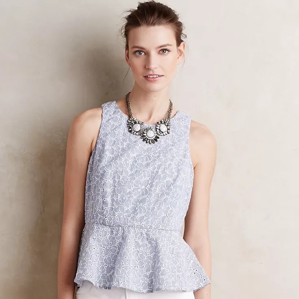 HD in Paris Eyelet Peplum Blouse from Anthropologie